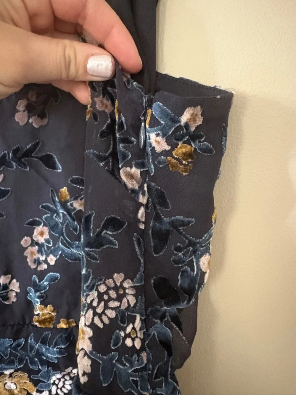 Lulus Evenings with You Dark Teal Floral Velvet Asymmetrical Dress XL Whimsigoth - Picture 5 of 11